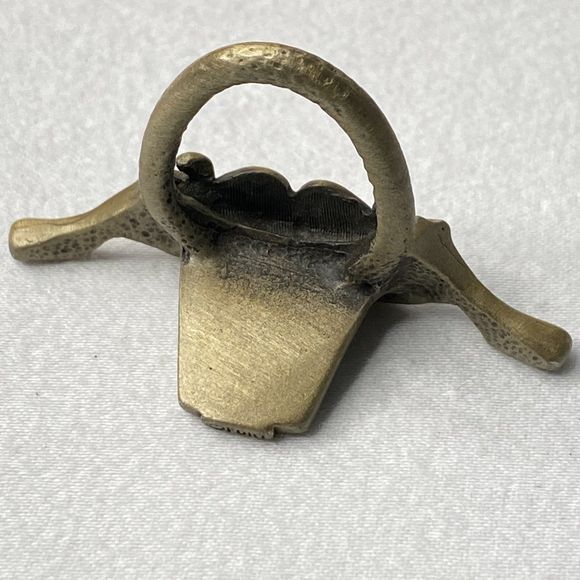 The Fort Scarf Ring Bullhead Mixed Metal Brass Pewter Look Antler Leaf Design - Picture 5 of 9